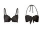 Ein schwarzer Bandeau-Bikini und ein schwarzer Push-up-BH.