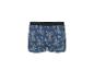 Blaue Herren-Boxershorts mit Ananas- und Palmenmuster.