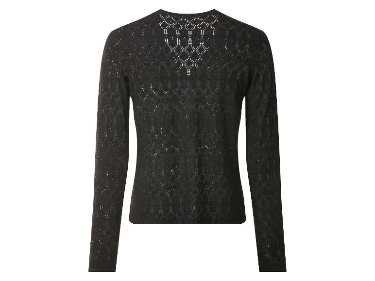 Damen-Pullover in Schwarz mit langen Ärmeln und Lochstrickmuster.