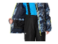 Jungen-Skijacke mit blauem Camouflage-Muster und schwarze Skihose
