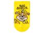 Gelbe Kindersocke mit Bauarbeiter-Welpen und dem Schriftzug „BIG SMILE“.