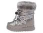 Graue Kinder-Schneestiefel mit Fell und Schnürsenkeln.