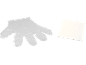 Transparenter Plastikhandschuh und weiße Papiertüte.