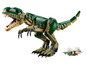 Ein LEGO T-Rex mit beweglichen Beinen und Kiefern.