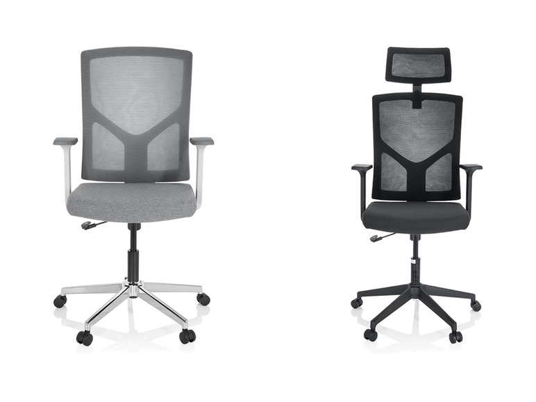 Zwei ergonomische Bürostühle mit Netzrückenlehne