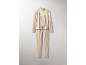 Dreiteiliges beiges Damen-Set mit Strickjacke, Rollkragenpullover und Hose