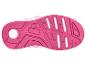 Rosa Kinder-Sportschuhsohle mit weißen Details und gemustertem Profil.