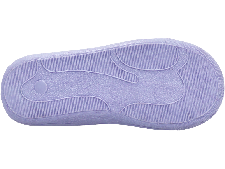 Hellviolette Kinderschuhsohle mit geprägtem Muster.