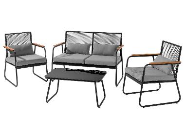 LIVARNO® Loungeset Stahl/Seiloptik 4tlg