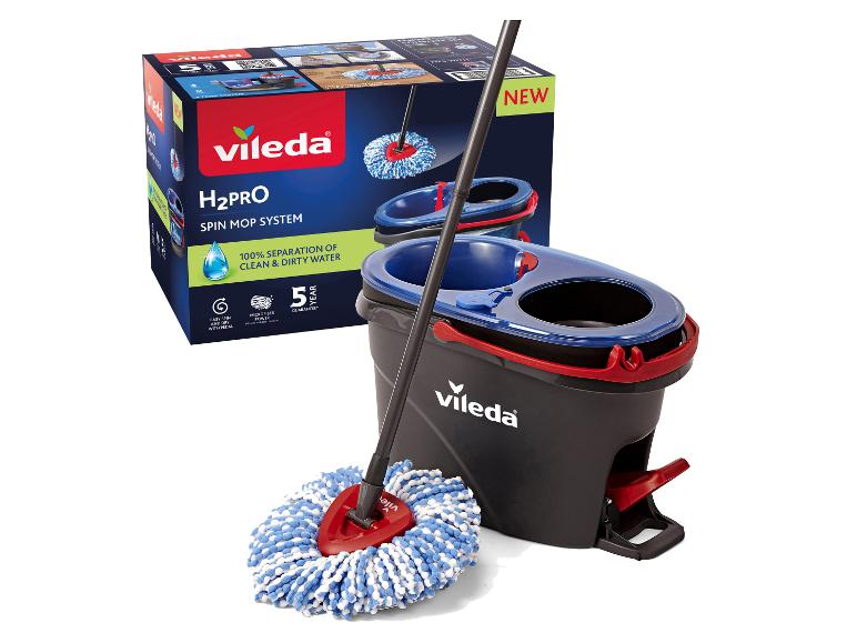 Vileda H2Pro Spin Mop System mit Eimer und Mopp, 100% Trennung von sauberem und schmutzigem Wasser.