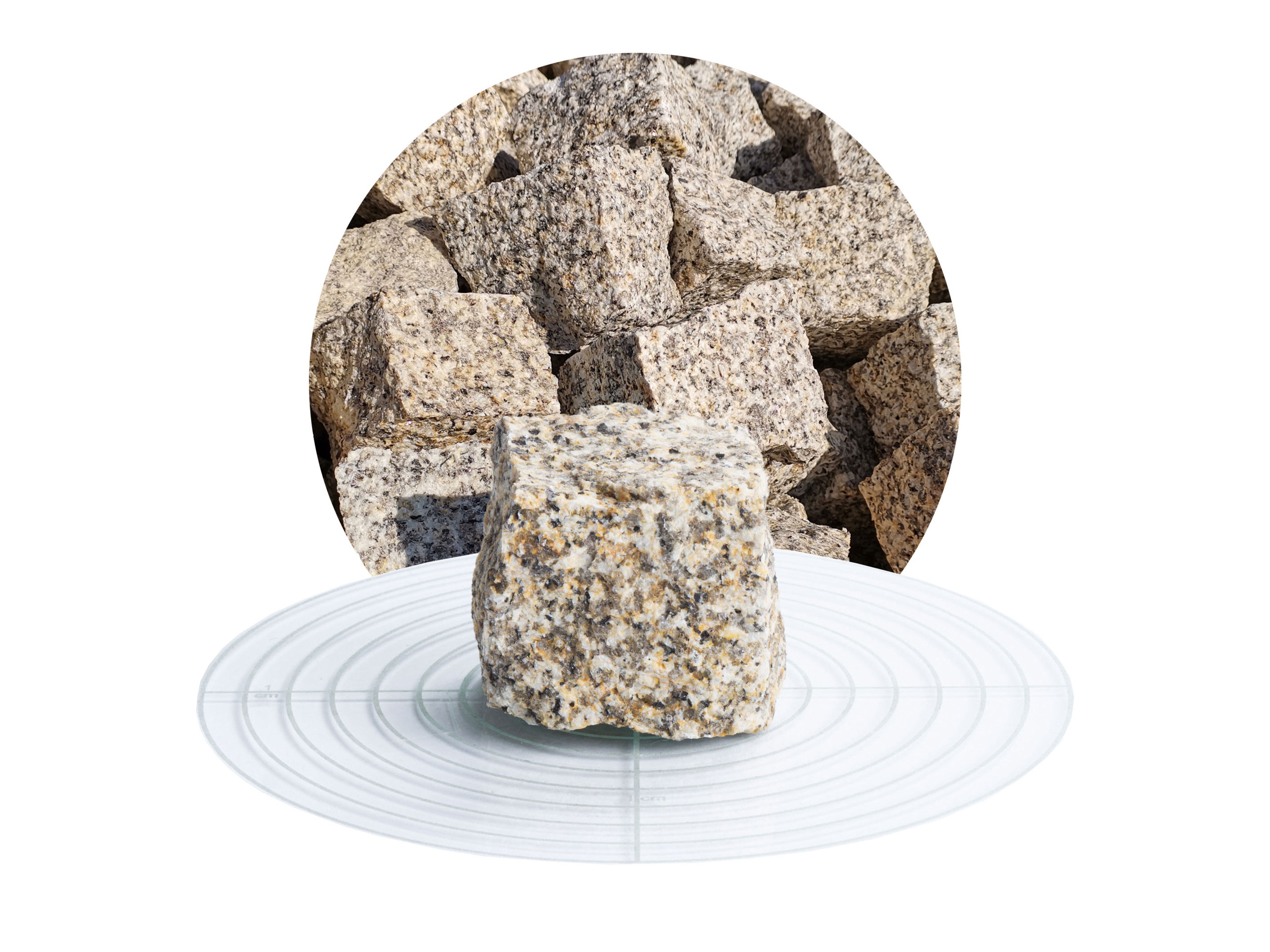 SCHICKER MINERAL Granit Pflastersteine (5x5x5 cm, 25 kg, gelb-grau)