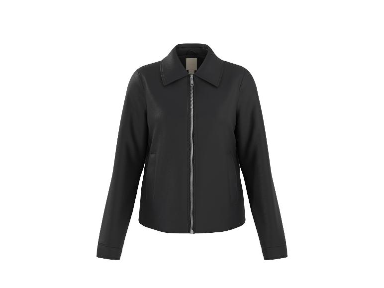 Schwarze Lederjacke mit Reißverschluss und Kragen