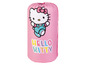 Eine rosafarbene Hello Kitty Sporttasche mit einem Hello Kitty Motiv.