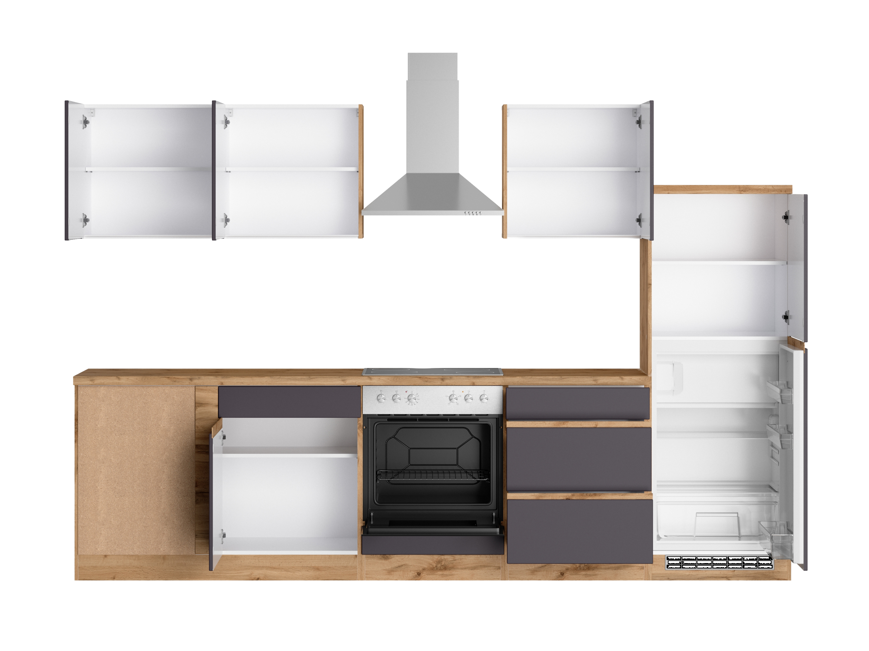 Thumbnail - HELD Berlin Küchenzeile (Breite 240/300 cm, wotaneiche/ matt grau)