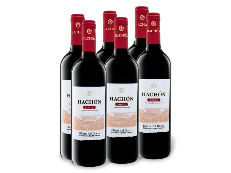 Gehe zu Vollbildansicht: 6 x 0,75-l-Flasche Weinpaket Hachón Roble Ribera del Duero DO trocken, Rotwein - Bild 1