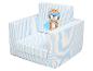 Kinder-Sessel mit blau-weißen Streifen und Superheld-Tiger-Aufdruck.