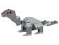 Grauer LEGO-Dinosaurier mit roten Augen auf weißem Hintergrund.