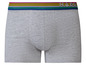 Graue Boxershorts mit farbigem Band und 'Happy' Logo.