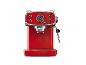 Rote Retro-Kaffeemaschine mit Manometer und der Aufschrift „1973“.