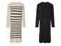 Zwei Strickkleider: ein gestreiftes und ein schwarzes.