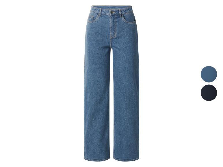 Damen-Wide-Leg-Jeans in Blau und Dunkelblau.