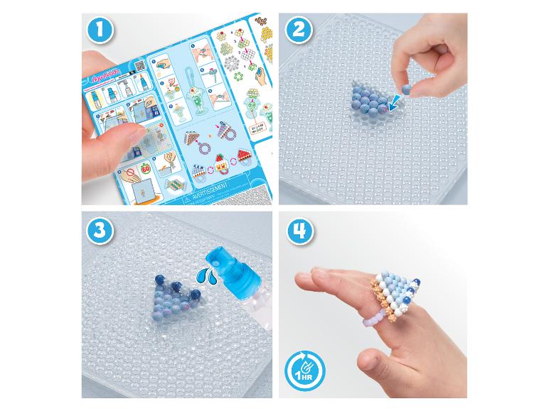 Aquabeads Süßigkeiten-Anhänger Bastelset Anleitung und Ergebnis.