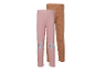 LUPILU® Kinder Thermo-Leggings, 2 Stück, in Rosa mit Herzen und Braun mit Bären.