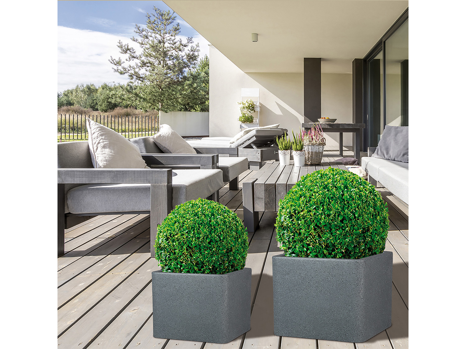 Thumbnail - Scheurich Pflanzgefäß »Cube«, Kunststoff, quadratisch, dickwandig (Schwarz Granit, Ø 30 cm)