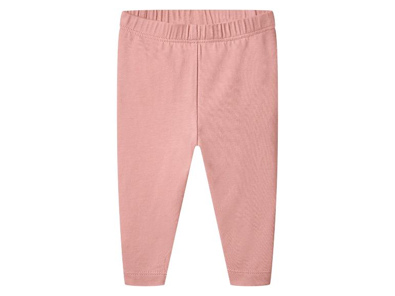 Einfarbige rosa Baby-Leggings mit elastischem Bund.