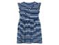 Marineblaues und weiß gestreiftes Mädchenkleid.