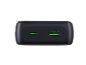 Schwarzes Ladegerät mit grünen USB-C PD und USB-A Anschlüssen.