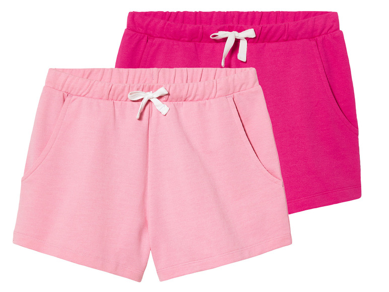 Zwei Paar rosa Shorts mit Gummizug in der Taille