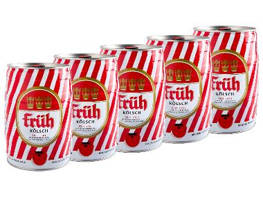 5 x 5-l-Bierfass Früh Kölsch mit Zapfhahn, Pfandfrei