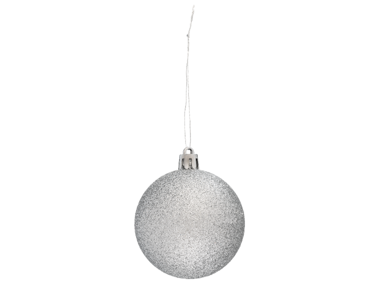 Silberne Glitzer-Weihnachtskugel