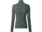 Gerippter Damen-Rollkragenpullover mit langen Ärmeln in Salbeigrün