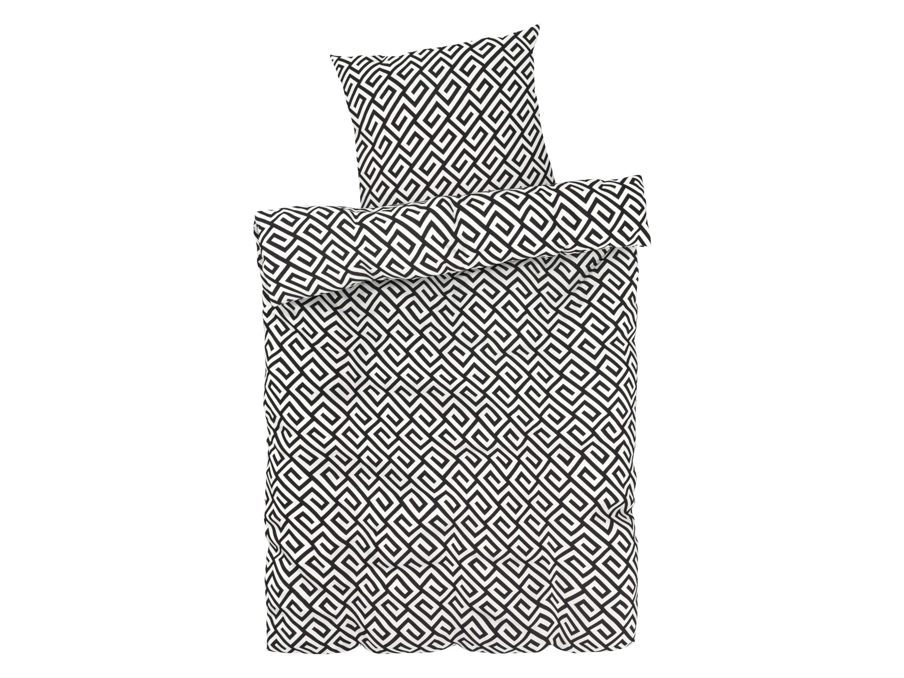 LIVARNO home Bettwäsche Satin, 155 x 220 cm (Achtung: LV OSDE) (Grafik/schwarz/weiß) | 04335815025600