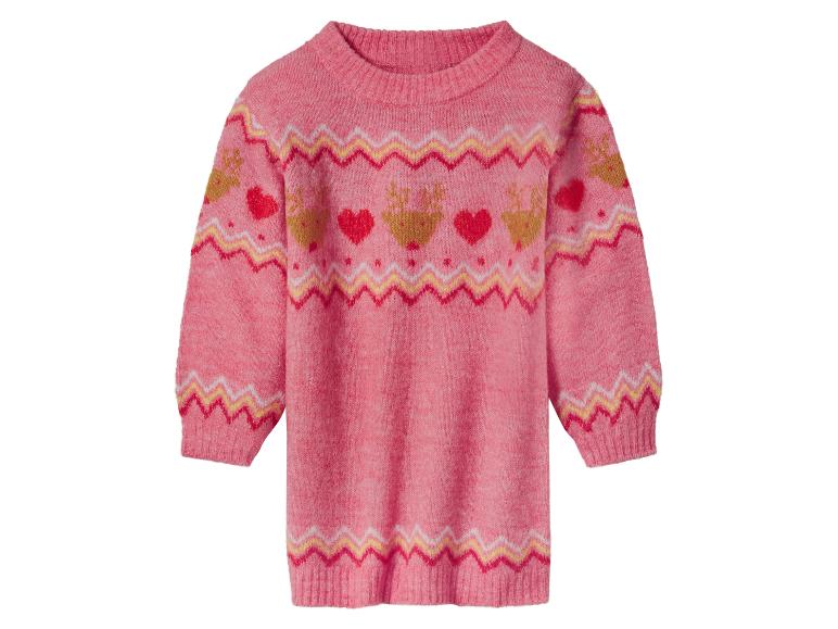 Rosa Pullover mit Rentier- und Herzmuster