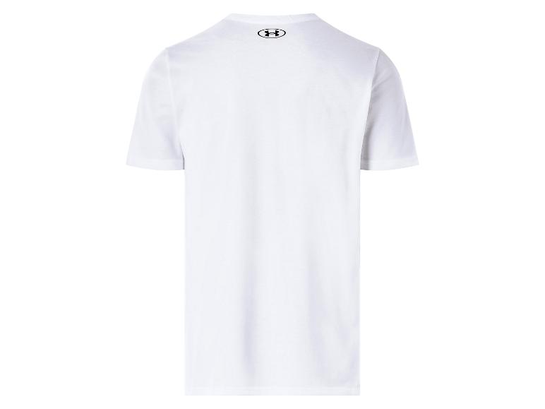 Weißes Kurzarm-T-Shirt mit kleinem schwarzem Logo im Nacken