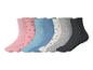 Set aus sieben Paar Kindersocken in Rosa-, Blau-, Grau- und Schwarztönen.