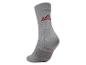 Graue Sportsocke mit rotem Logo und Größe 39-42.