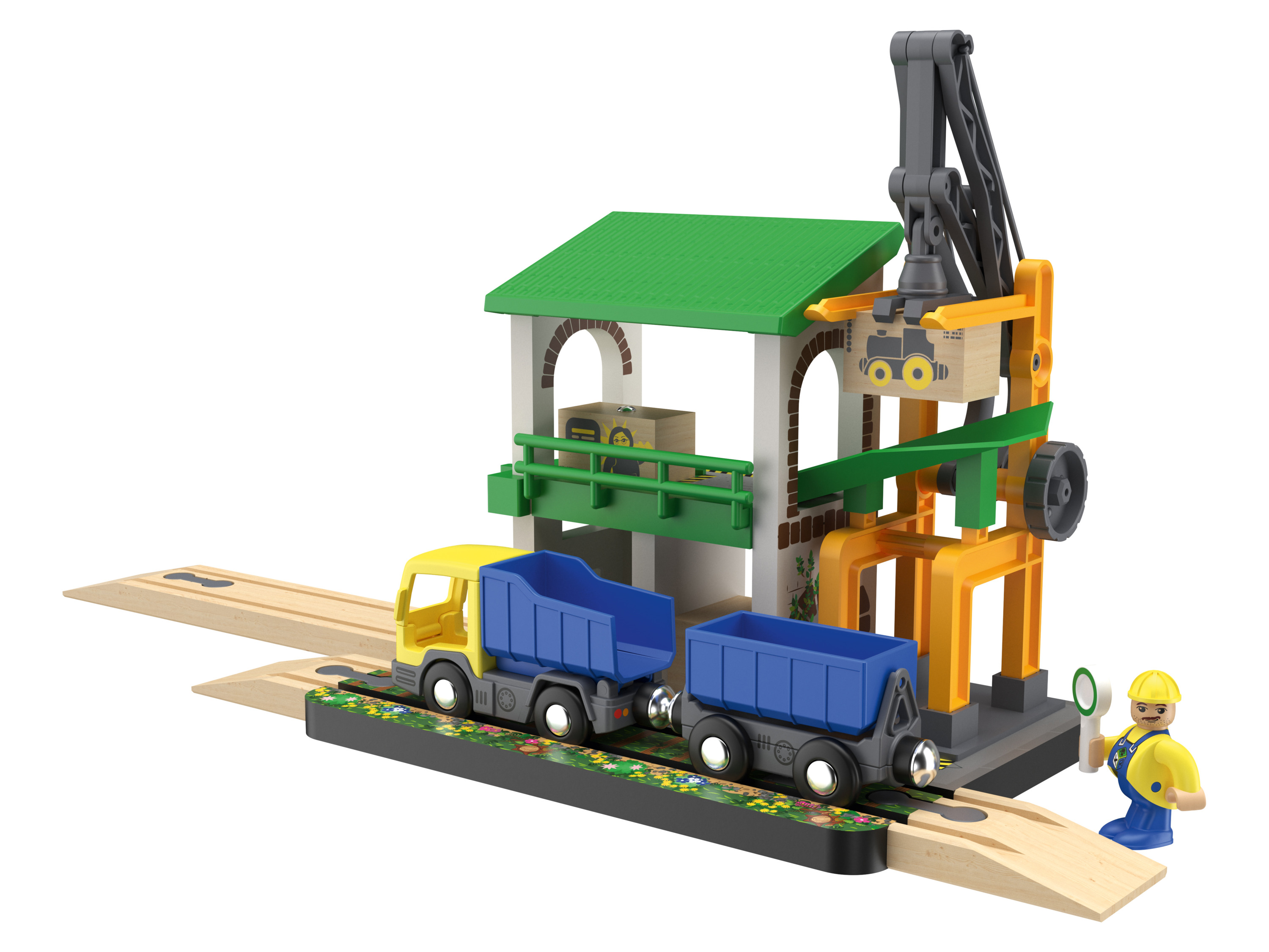 LUPILU® Lokschuppen / Bahnhof / Weichenhäuschen / Verladestation, 13-teilig / 8-teilig / 4-teilig / 15-teilig