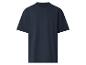 Einfaches marineblaues Kurzarm-T-Shirt mit Rundhalsausschnitt.