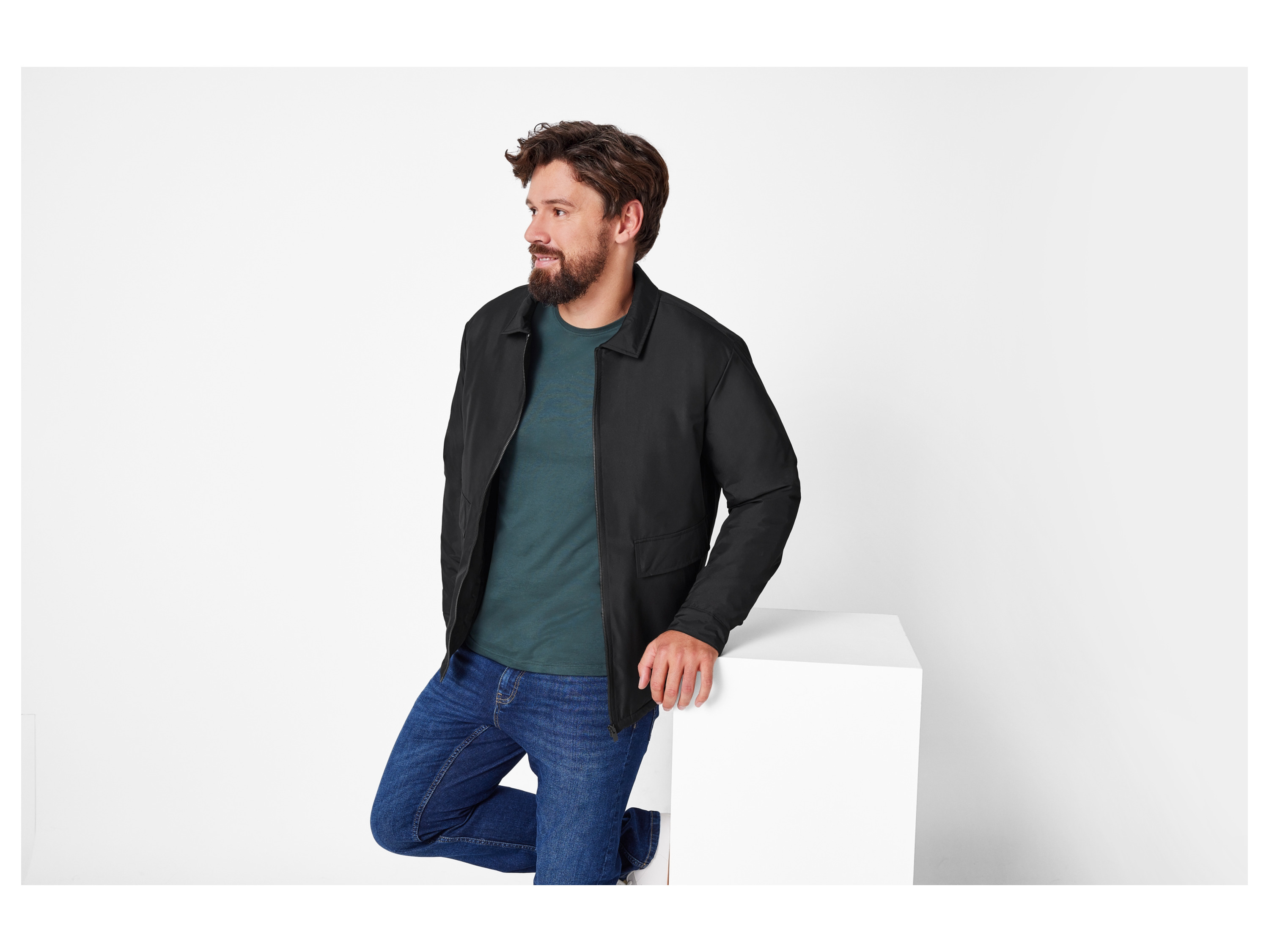 LIVERGY® Herren Jacke gefüttert (Schwarz, M (48/50)) – Bild 2 von 4