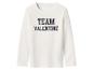 Weißes Langarmshirt mit dunkelblauem „TEAM VALENTINE“-Schriftzug