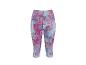Capri-Fitness-Leggings mit abstraktem Muster in Pink, Blau und Lila.