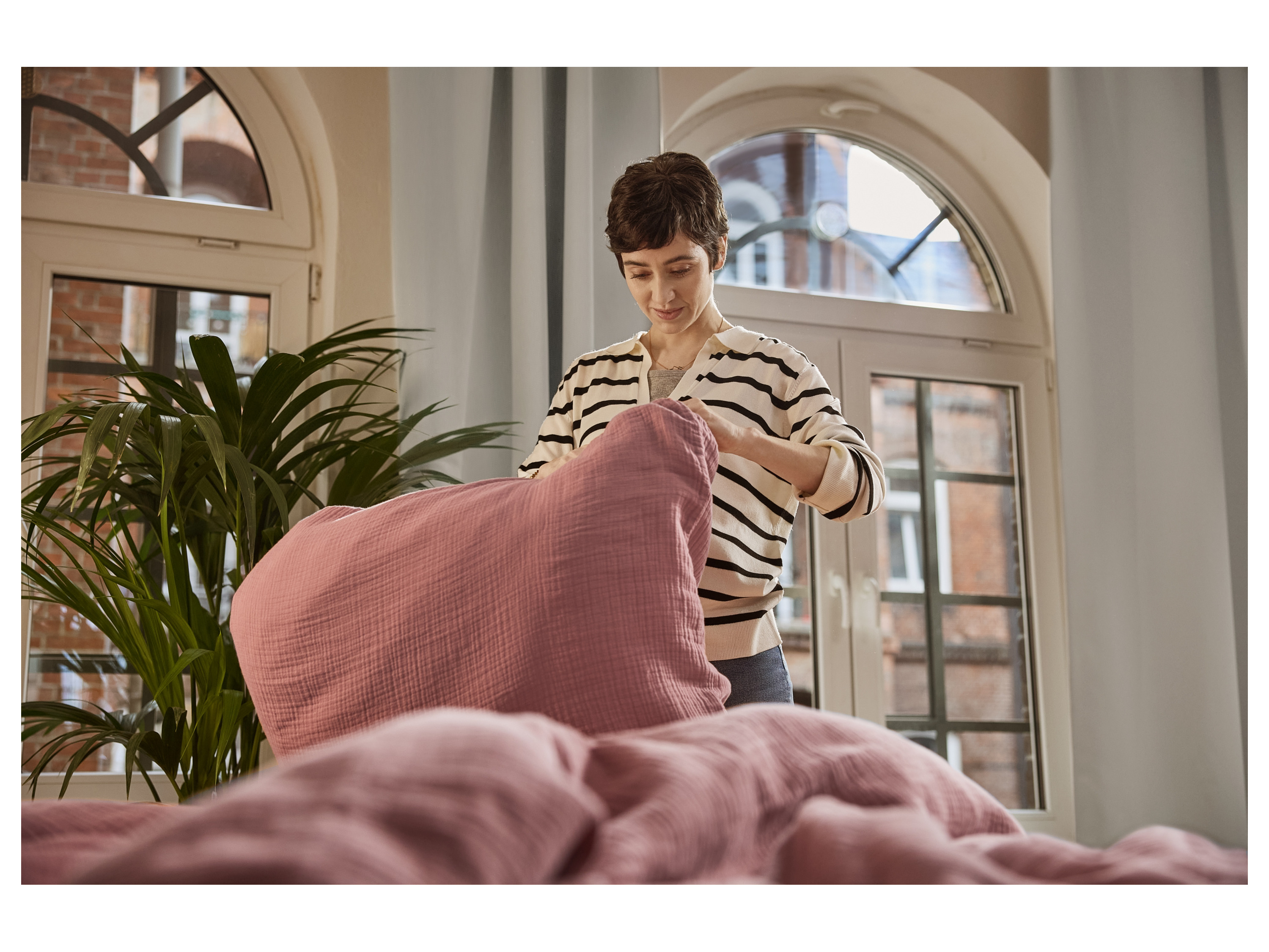 Thumbnail - LIVARNO home Bettwäsche Musselin, 200 x 220 cm (Rose)