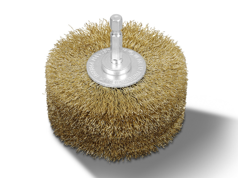 Eine runde Drahtbürste zum Schleifen von Oberflächen.