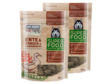 ORLANDO Pure Taste Getreidefreie Hundesnacks Ente mit Superfood, 2 x 150 g