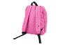 Rosa Rucksack mit schwarzen Trägern und Griff, Rückansicht