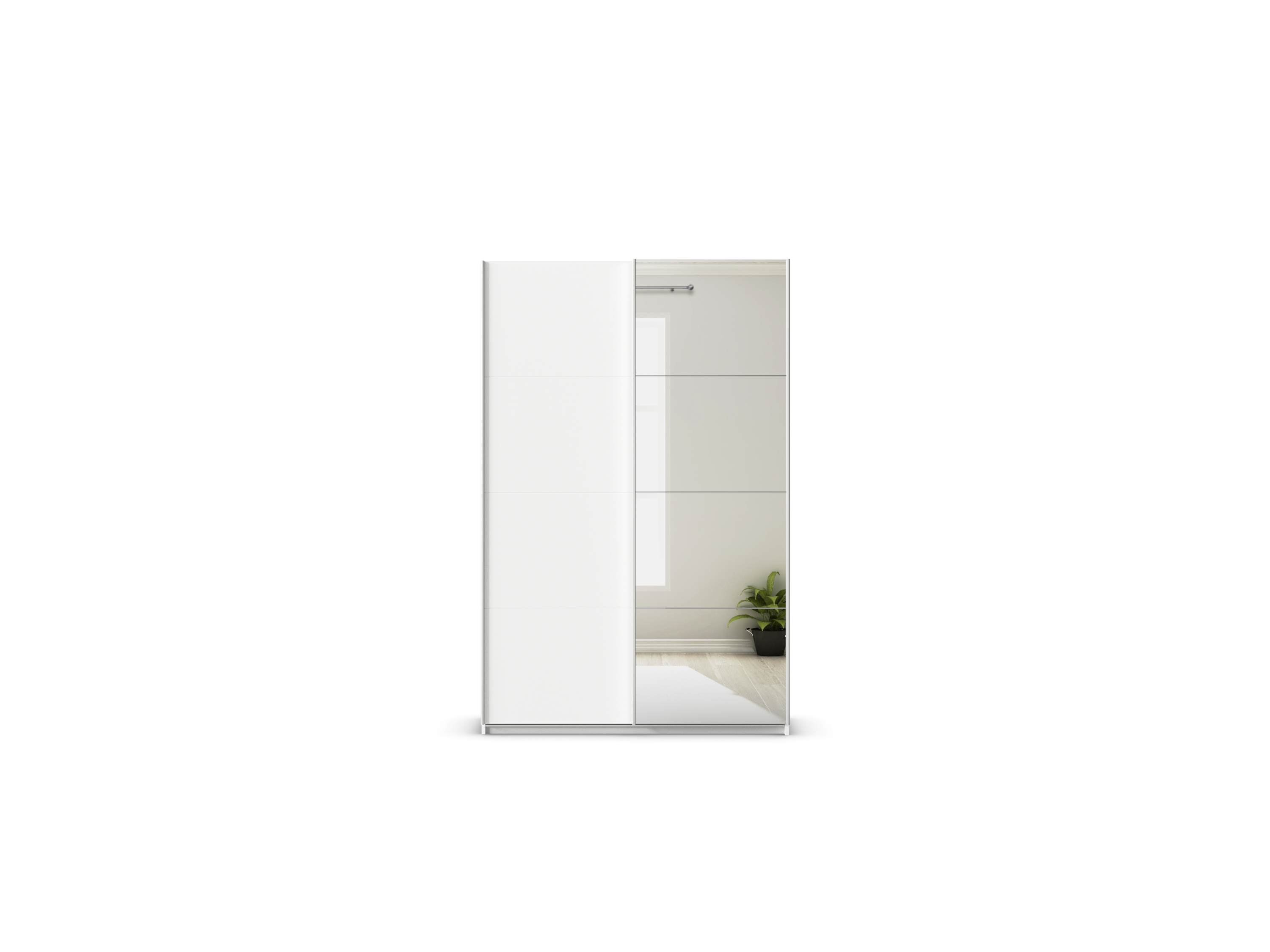 RAUCH ORANGE Quadra Schwebetürenschrank mit Spiegelelementen (Basic-Zubehör, Korpus Weiß, 136 x 210 cm) – Bild 3 von 4